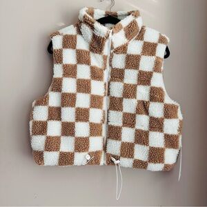 COPY - Wild Rose Medium Sherpa Checkered Vest NWT